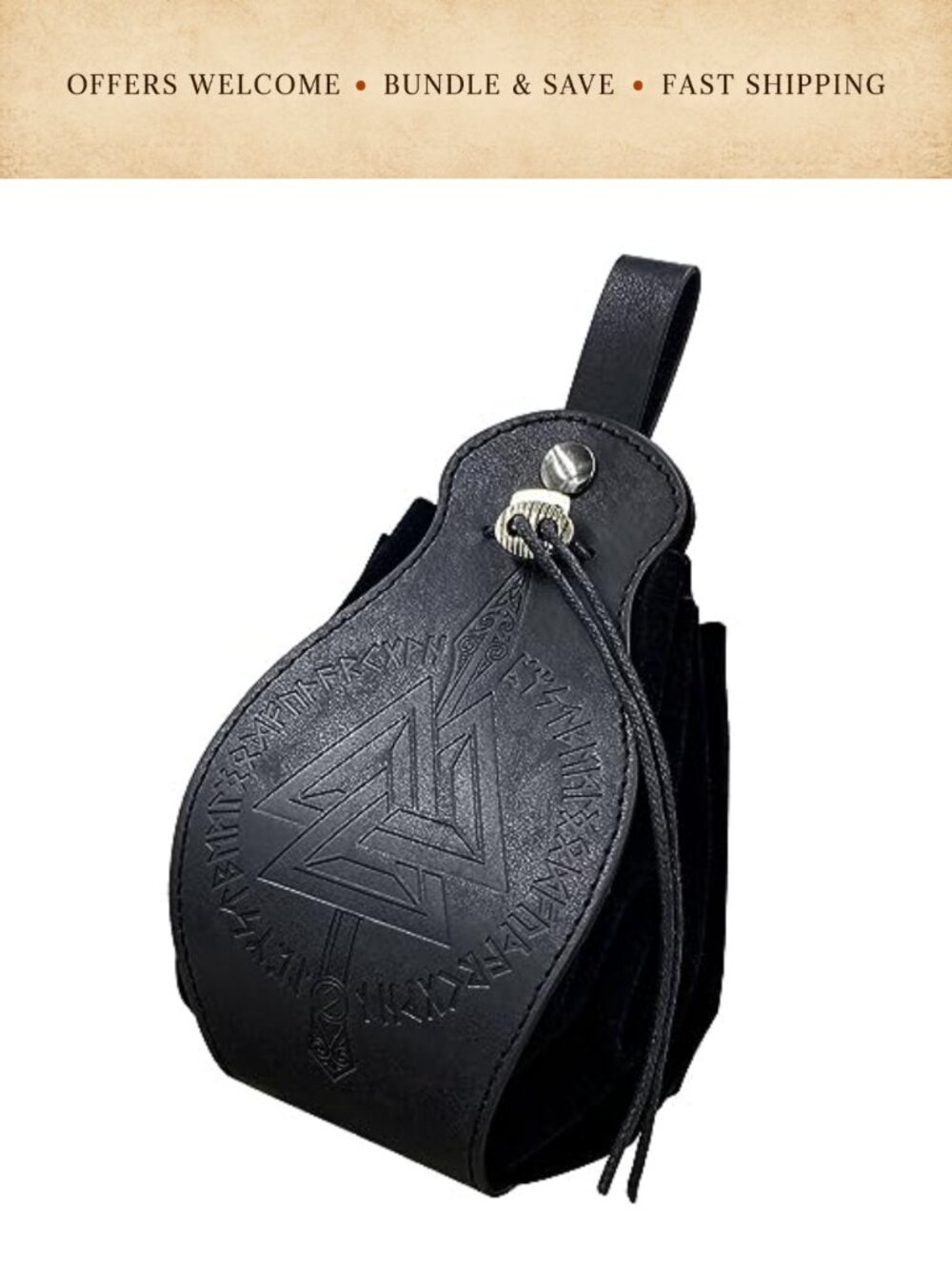 Viking Faux Leather Belt Pouch Drawstring Renaissance Dice Bag LARP